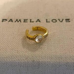 Pamela Love Moonstone & Diamond 14k gold plated earring cuff